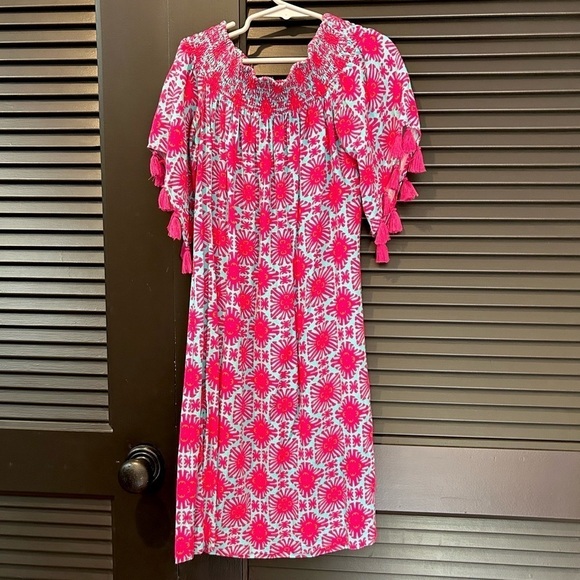 Escapada Living Girl’s Summer Sun Dress, Pink Orange & Aqua, Tassels, Size XS - Picture 1 of 11